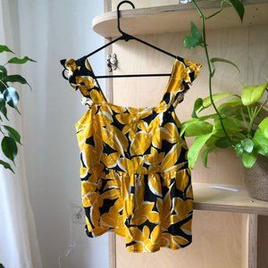 Floral Black and Yellow Tank Top